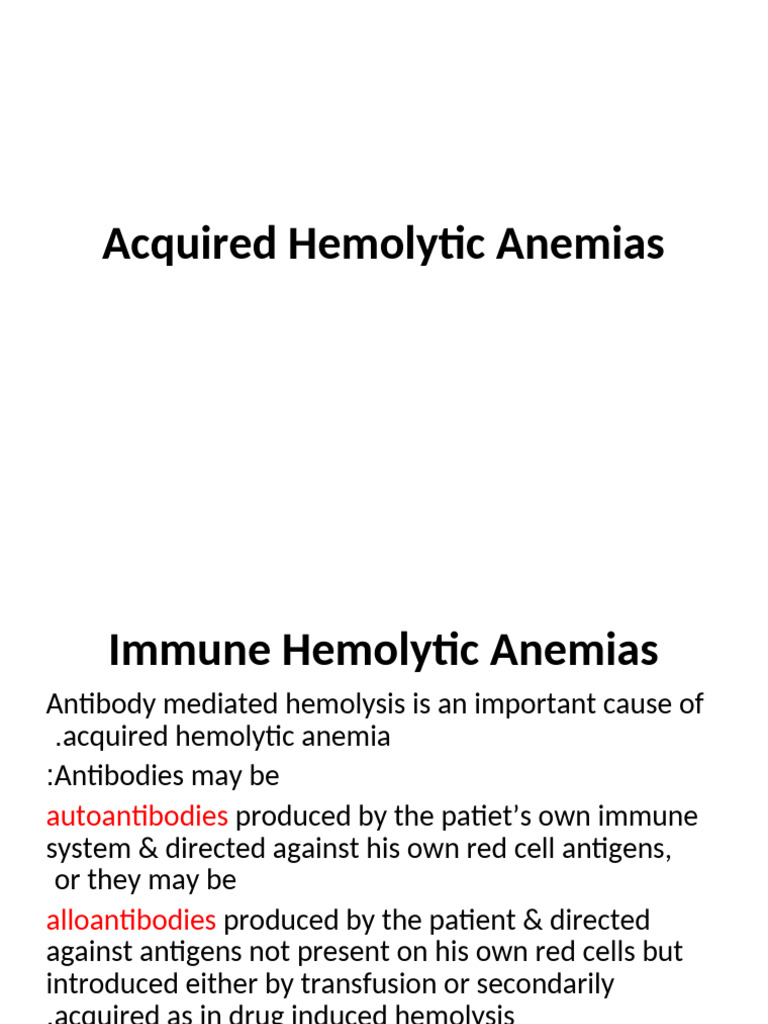 Acquired Hemolytic Anemias | PDF | Antibody | Anemia