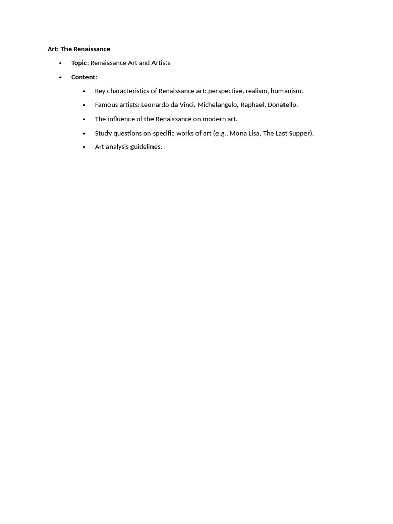 Renaissance Art: Key Features & Artists | PDF