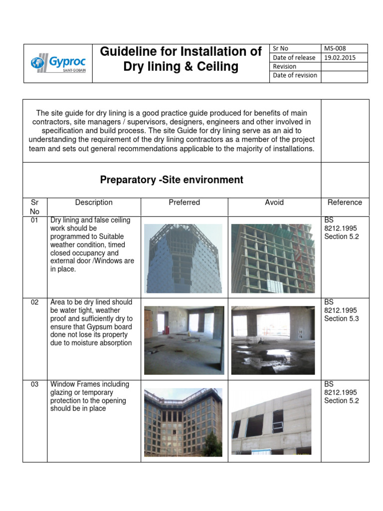 Dry Lining Installation Best Practices | PDF | Drywall | Building ...