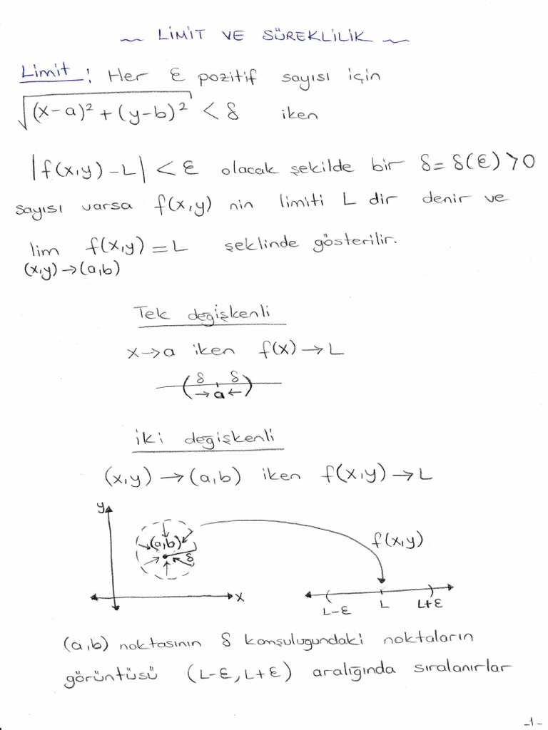 Çok Değişkenli Fonksiyonlarda Limit Ve Süreklilik | PDF