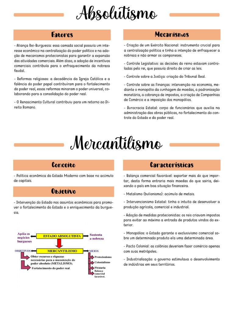 Absolutismo e Mercantilismo: Fatores e Mecanismos | PDF | Estado ...