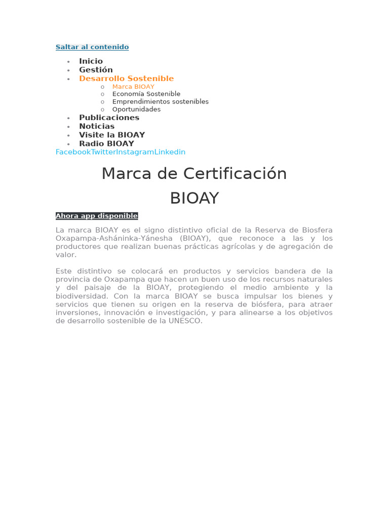 Marca BIOAY: Sostenibilidad y Oportunidades | PDF | Marca | Desarrollo ...