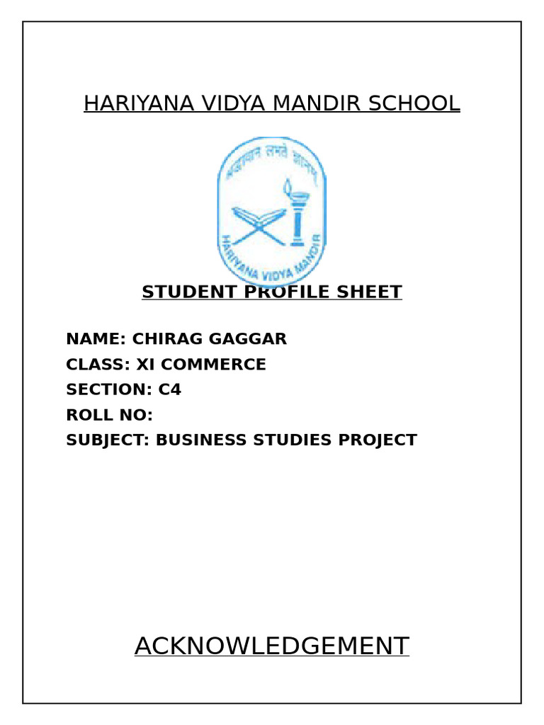 Student Profile Sheet | PDF