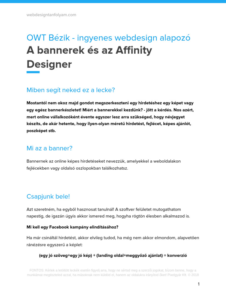 Lecke - A Bannerek És Az Affinity Designer | PDF