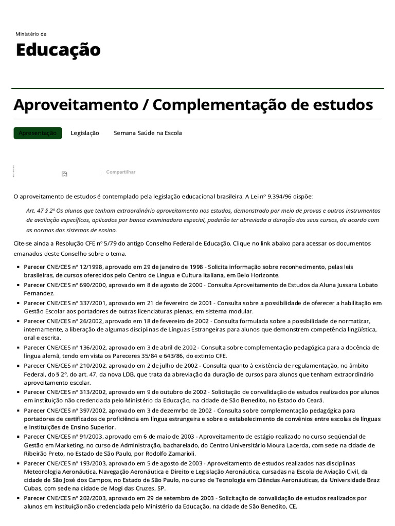 Aproveitamento de Estudos na Educação | PDF | Pedagogia