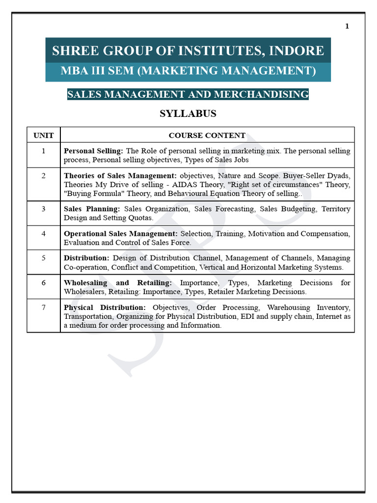 Sales Management Overview in Marketing | PDF | Sales | Customer ...