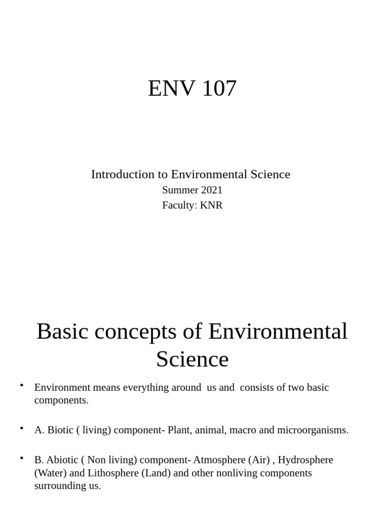 Introduction ENV | PDF | Natural Environment | Sustainability