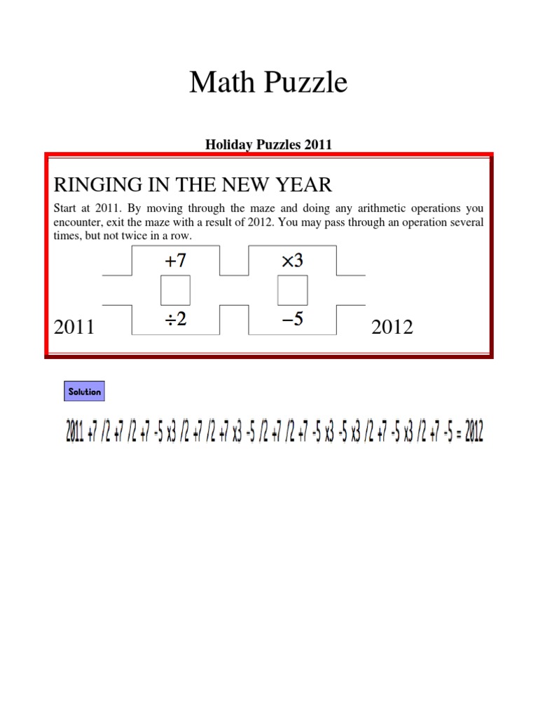 Math Puzzle | PDF | Teaching Mathematics | Science