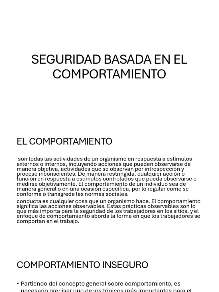 Seguridad Basada en el Comportamiento | PDF | Comportamiento | Valores