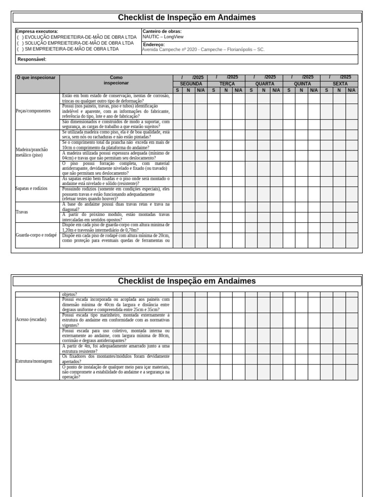 checklist _andaimes | PDF