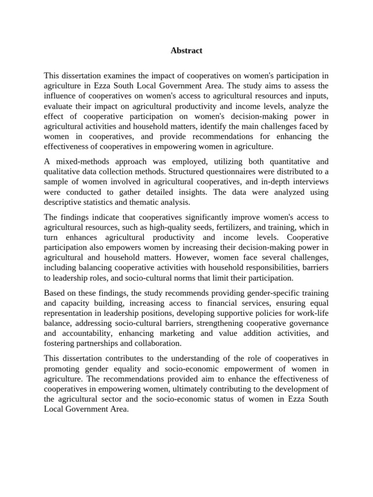 Impact of Cooperative On Women Participation in Agriculture | PDF ...