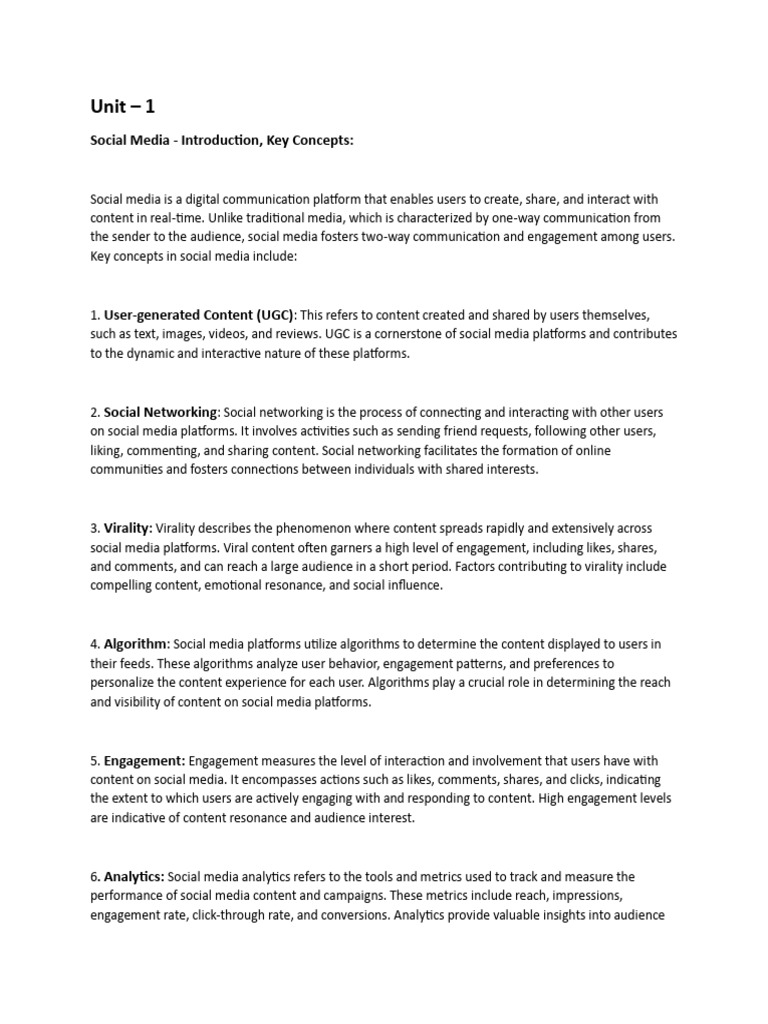 SMA Unit 1 | PDF | Popular Culture & Media Studies | Social Media