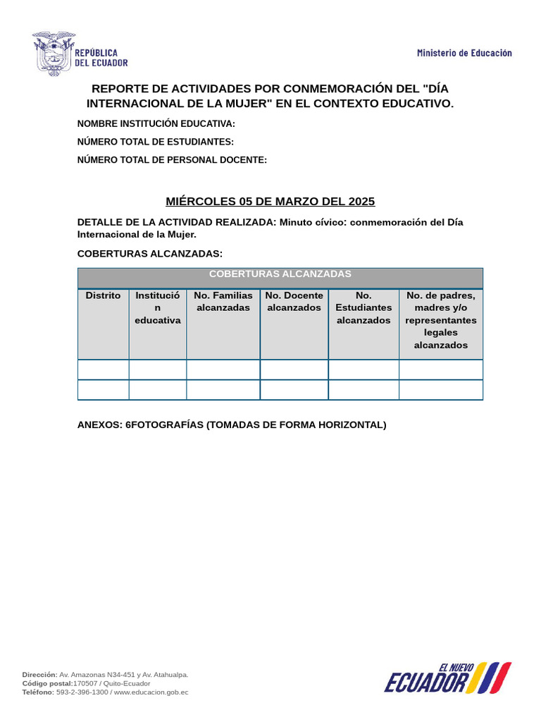 Actividades Educativas por el Día de la Mujer | PDF