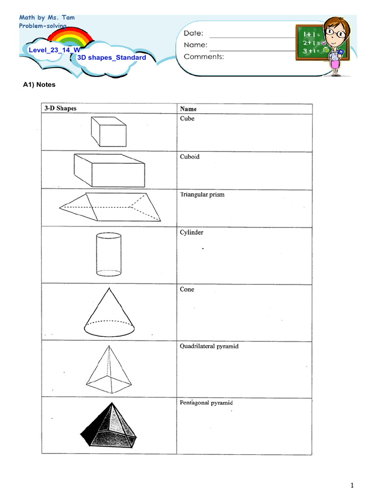 Level 23 14 W 3D Shapes Standard | PDF | Shape | Geometry