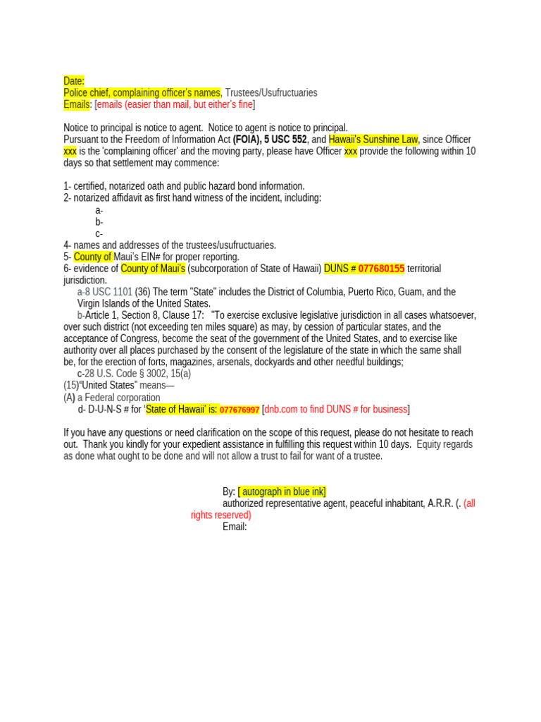 FOIA, police, template | PDF