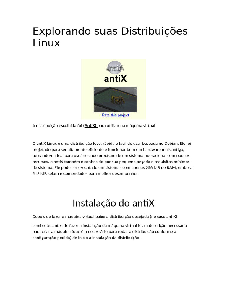 Guia de Instalação do AntiX Linux | PDF