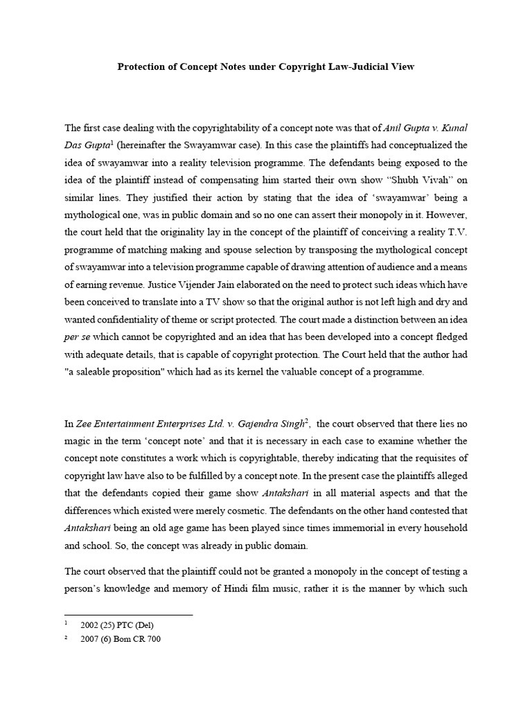Copyright Protection for Concept Notes | PDF | Copyright