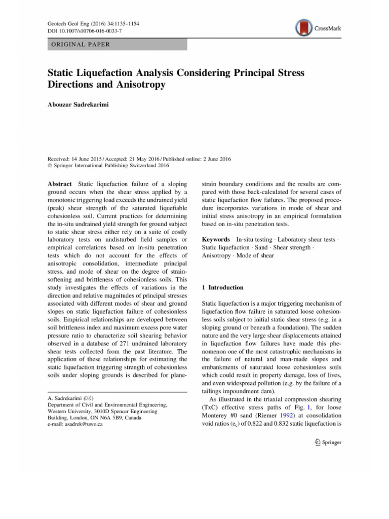 Static Liquefaction Triggering Analysis | PDF | Civil Engineering ...