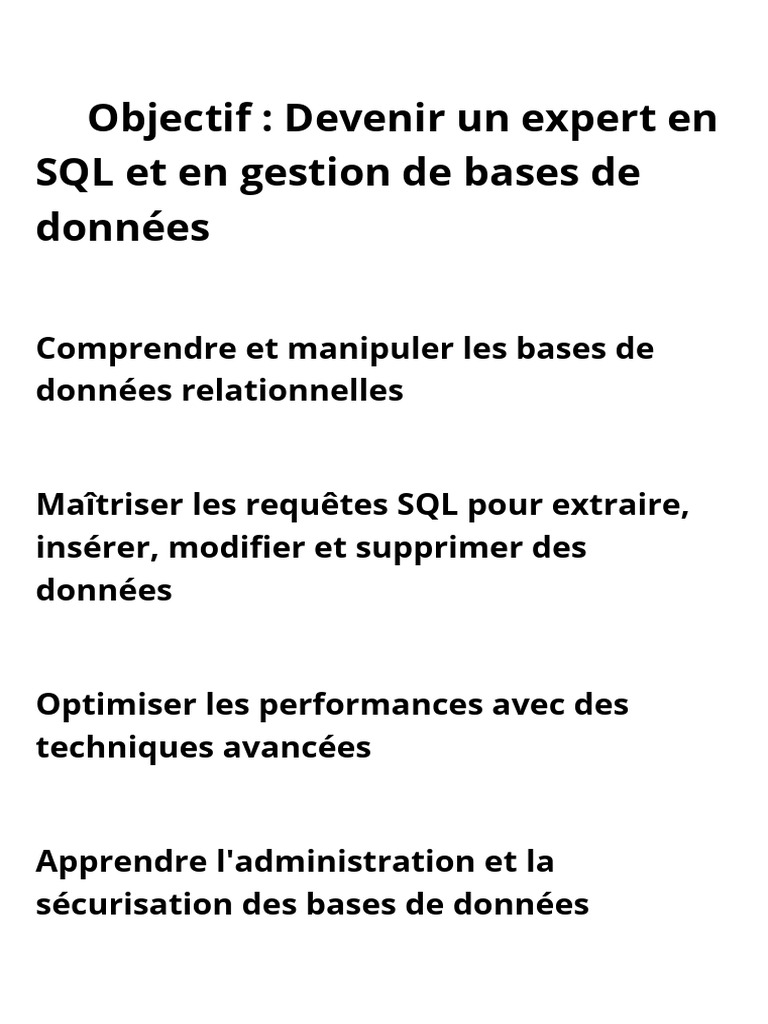 Devenir Expert en SQL et Bases de Données | PDF | SQL | Bases de données