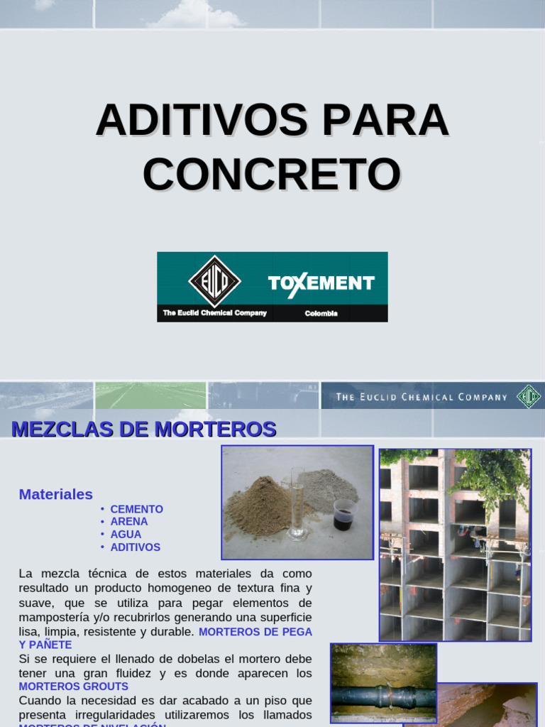 Aditivos para concreto coscorron | PDF | Hormigón | Mortero (Albañilería)