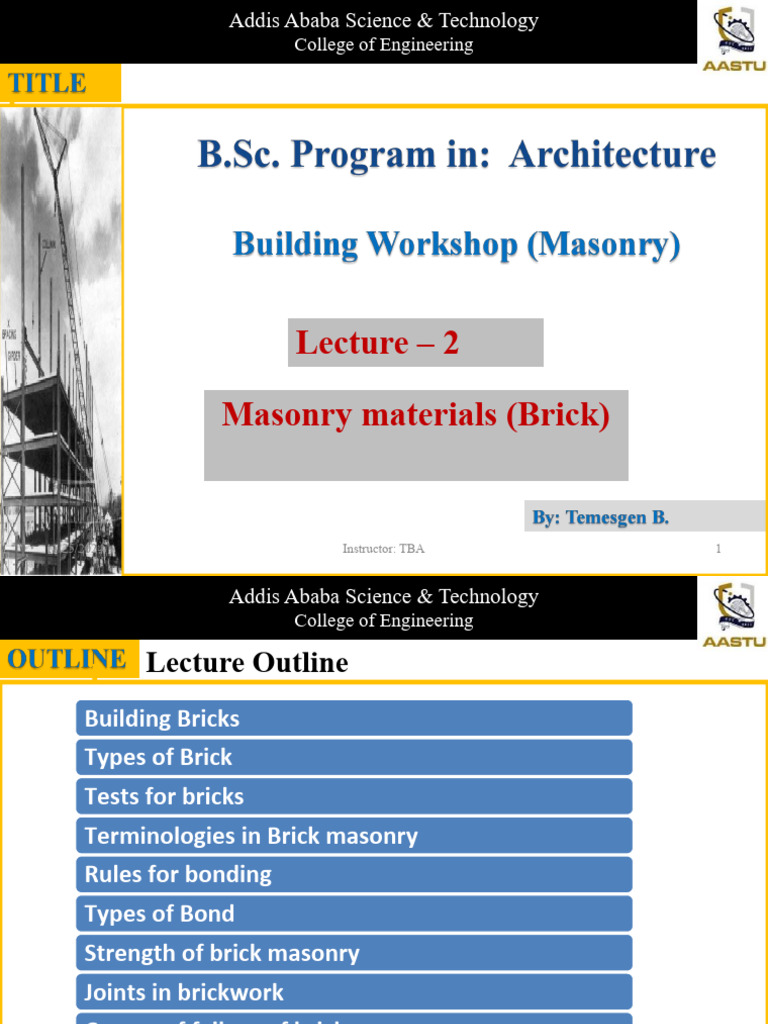 Lecture -2 (BW) | PDF | Brick | Masonry