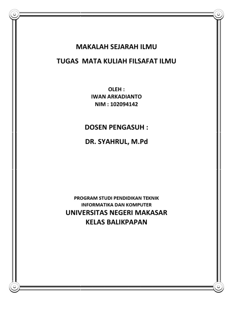 Makalah Sejarah Ilmu