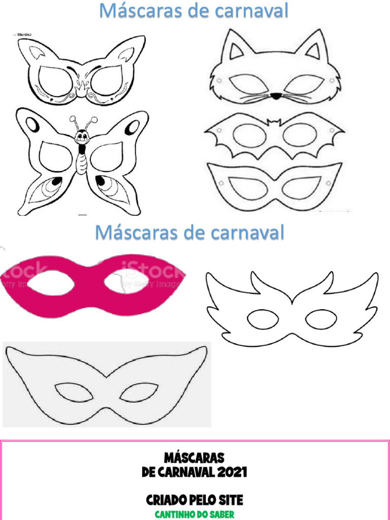 Mascaras de Carnaval 2021 para Pintar Recortar e Brincar | PDF