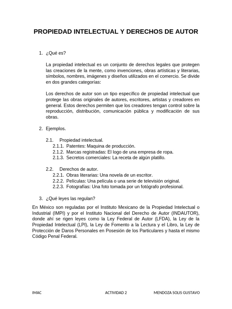 Propiedad Intelectual y Derechos de Autor | PDF | Propiedad intelectual ...