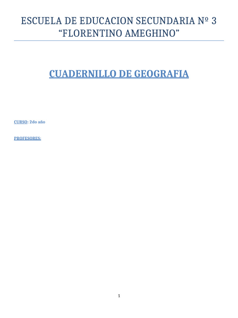Cuadernillo Geografia 2do Año 2023 EES 3 | PDF