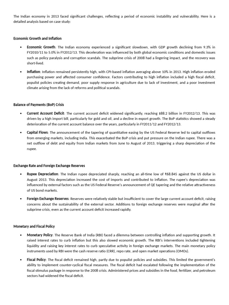 Indian Economy Challenges in 2013 | PDF | Fiscal Policy | Inflation