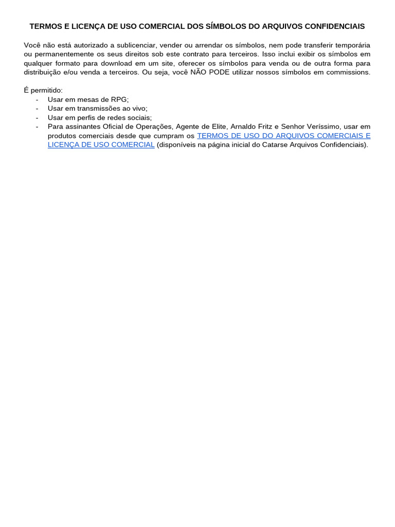 Licença de Uso Comercial de Símbolos | PDF