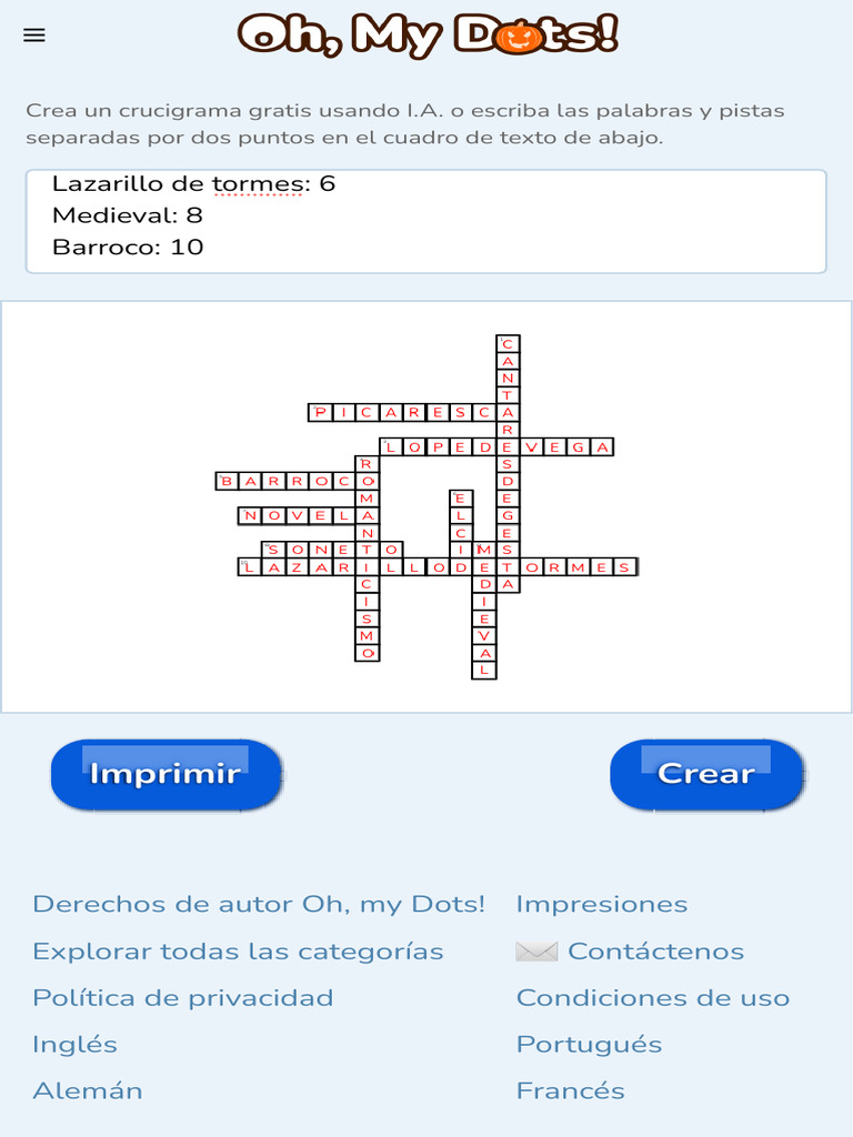 Generador de Crucigramas Gratis Con IA Oh, My | PDF