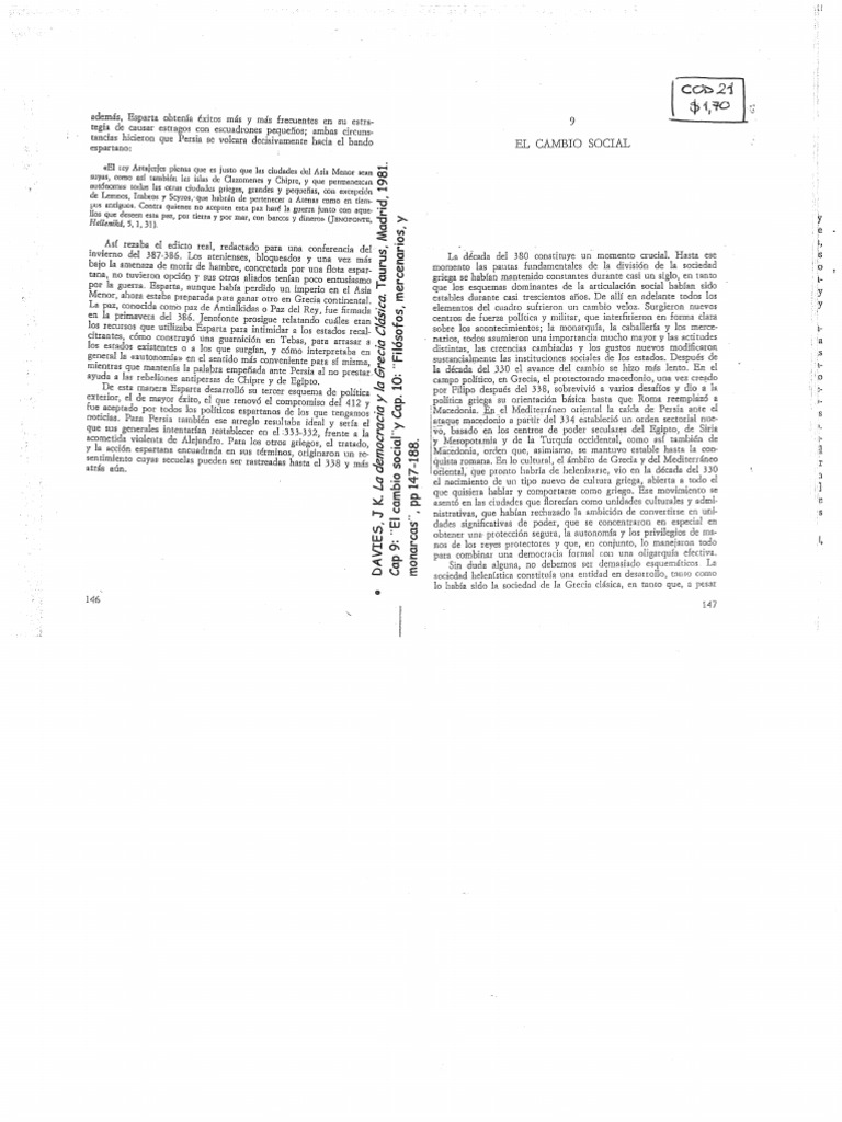 Davies - La Democracia y La Grecia Clasica Cap 9 y 10 | PDF