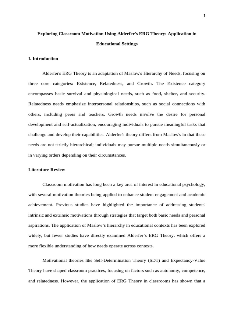 Enhancing Student Motivation with ERG Theory | PDF | Motivation ...