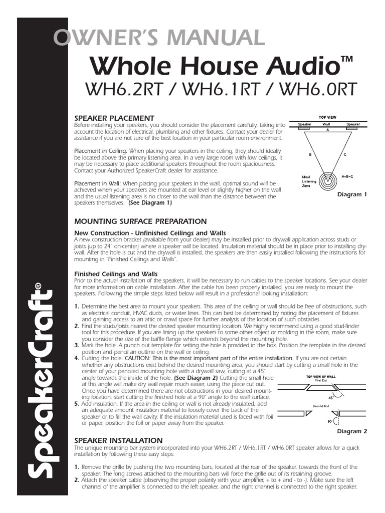 WH6.0 6.2 RT Installation | PDF | Loudspeaker | Wall