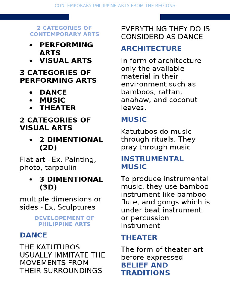Contemporary Philippine Arts Overview | PDF | Dances | Performing Arts