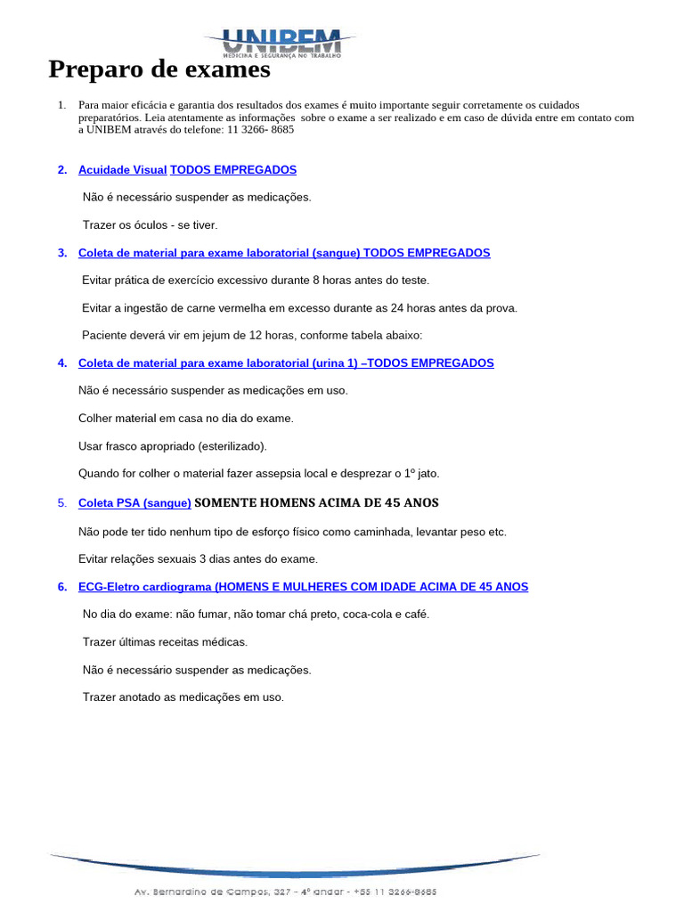 Preparo de Exames Kit | PDF