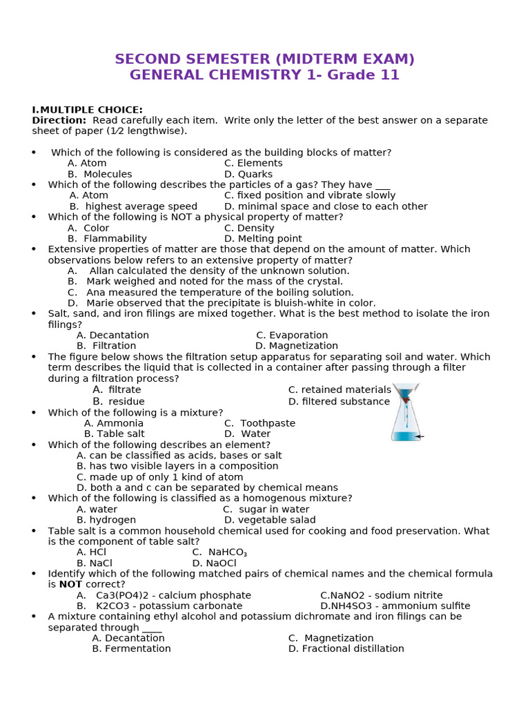 Grade 11 Chemistry Midterm Exam | PDF | Periodic Table | Chemical Elements