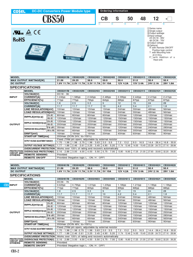 DC-DC Converter Specifications Guide | PDF | Capacitor | Electrical ...