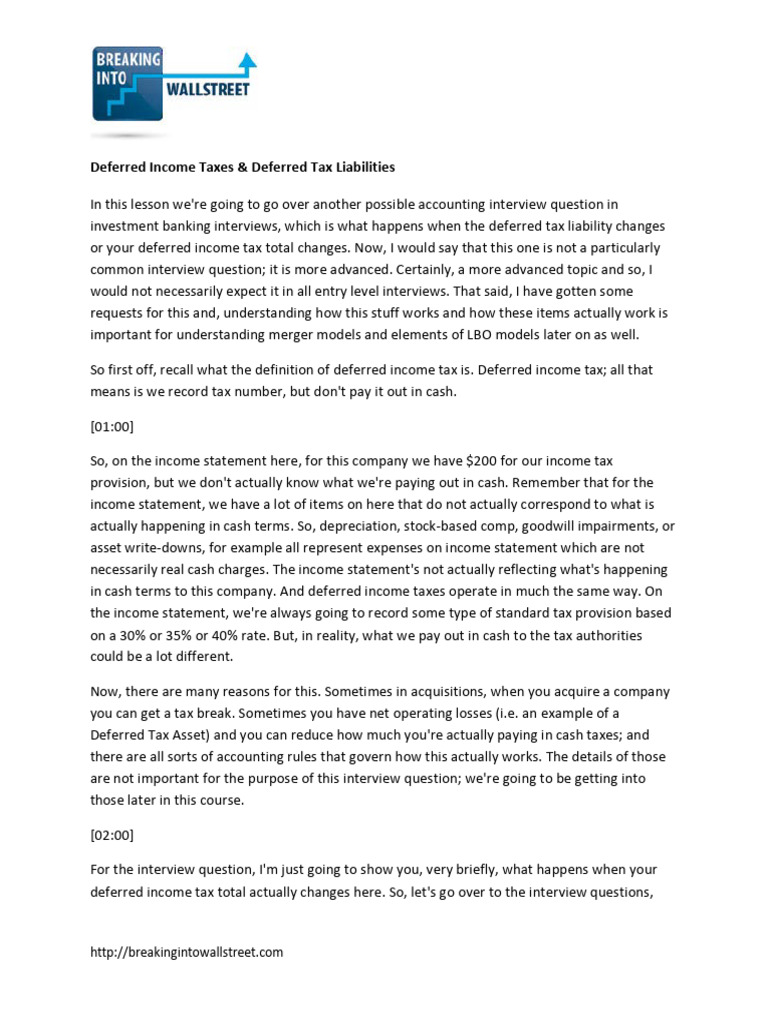 10 13 Deferred Income Taxes | PDF | Deferred Tax | Cash Flow Statement