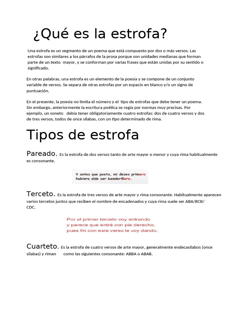Características y tipos de estrofas | PDF