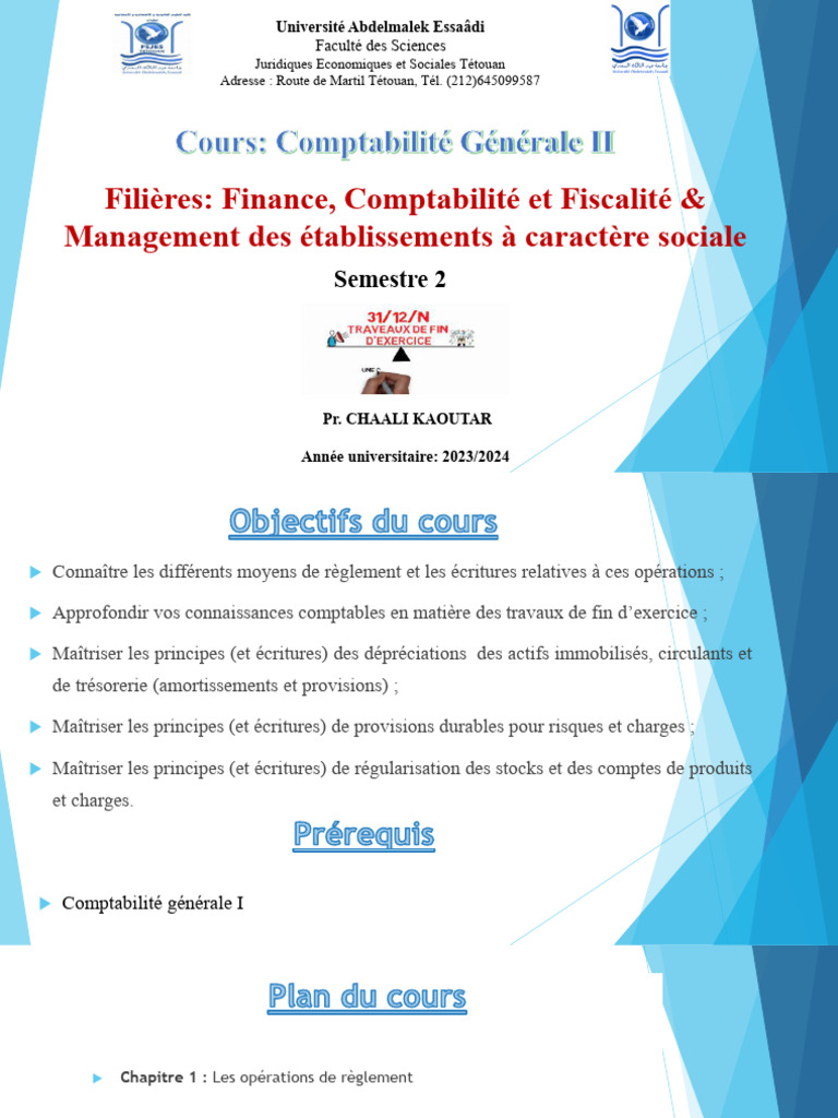 Comptabilité Générale S2 : Règlements et Écritures | PDF | Effet de ...