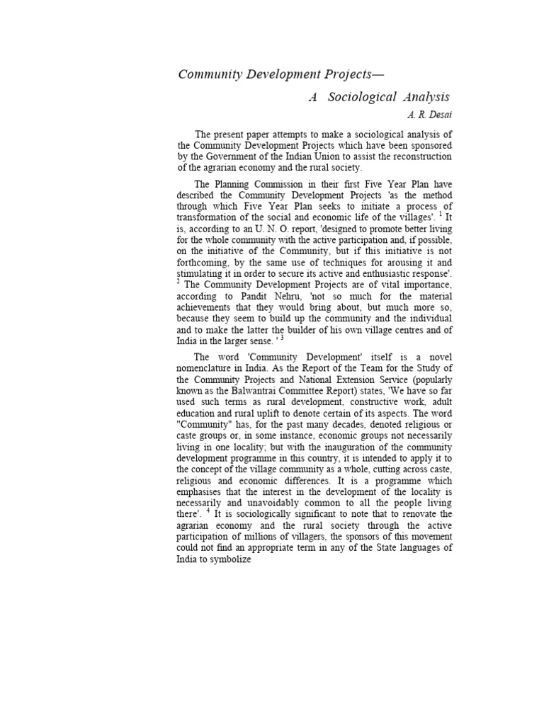 Community Development Projects - A Sociological Analysis | PDF ...