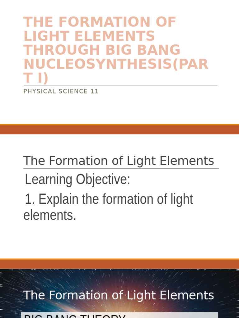 The Formation of Light Elements PART 1 | PDF | Deuterium | Big Bang