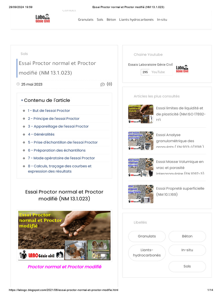 Différences entre Proctor normal et modifié | PDF | Génie géotechnique ...