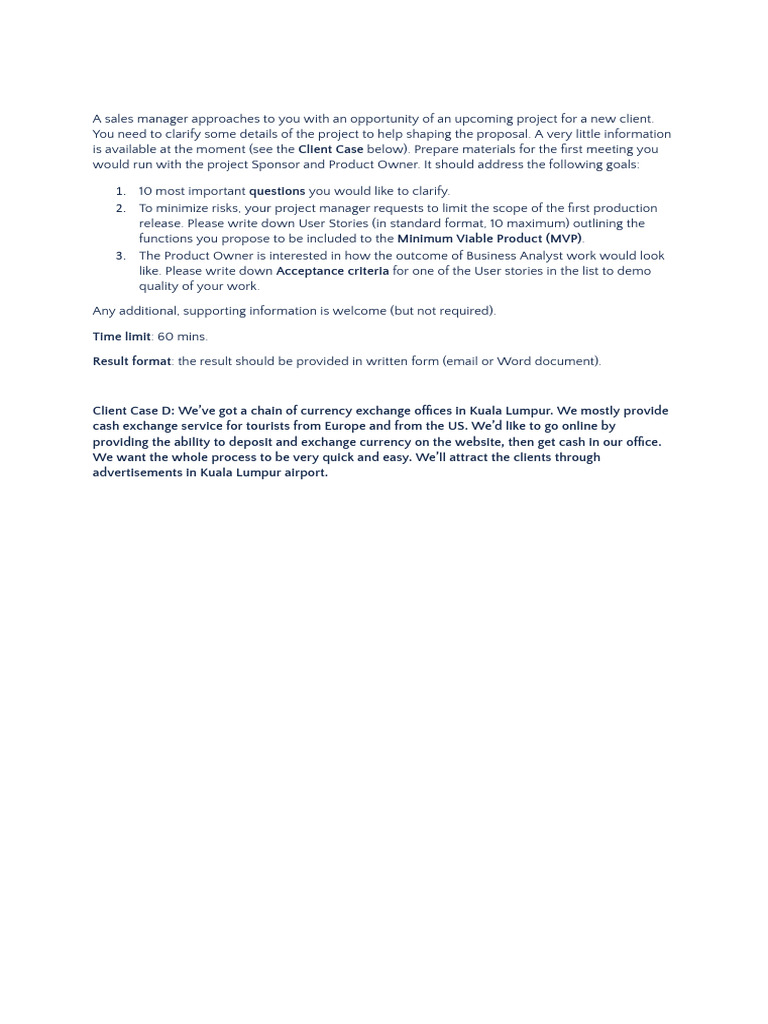 Business Analyst Task | PDF