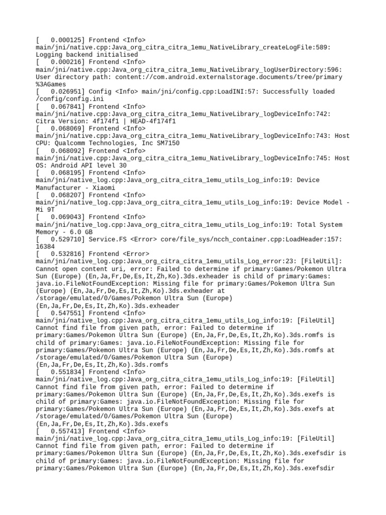 Citra Emulator Log: File Errors | PDF | Computer Science | Operating ...