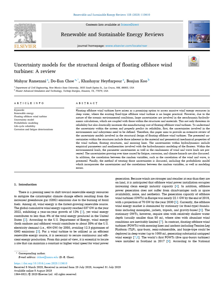 Uncertainty Models for Floating Wind Turbines | PDF | Uncertainty ...