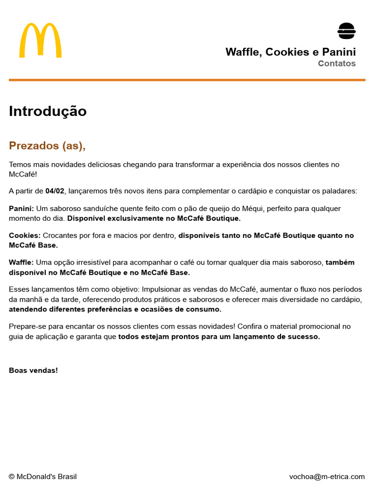 Novos Itens no Cardápio do McCafé | PDF | McDonald's