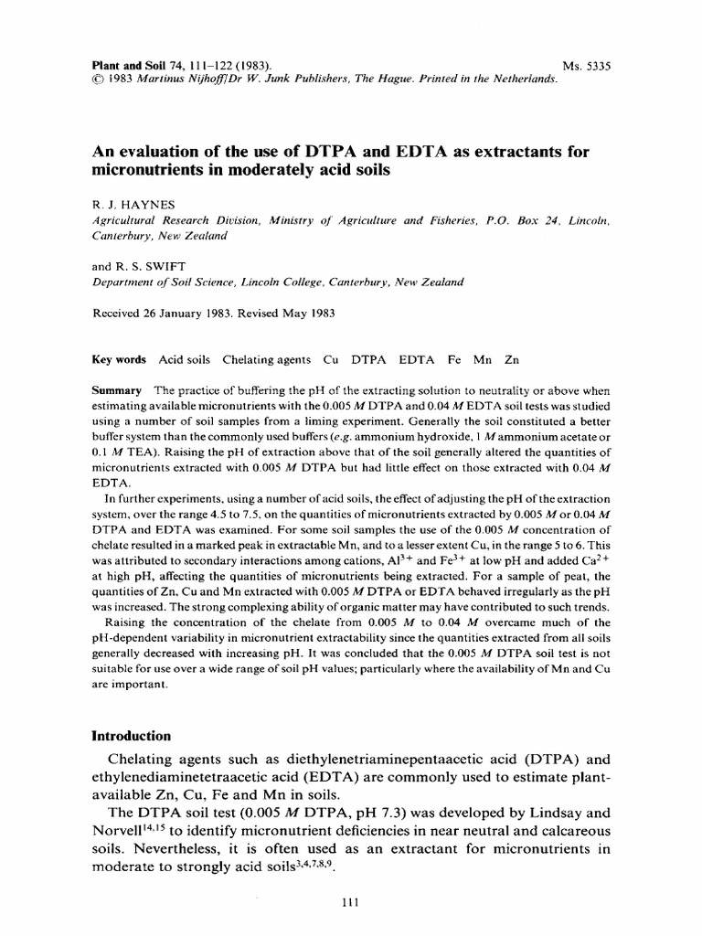EDTA Vs DPTA | PDF | Chelation | Ethylenediaminetetraacetic Acid
